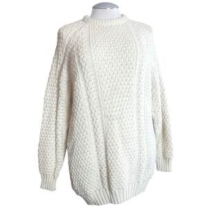 Patrick Malin Donegal Ireland Cream Wool Cable Knit Sweater XL